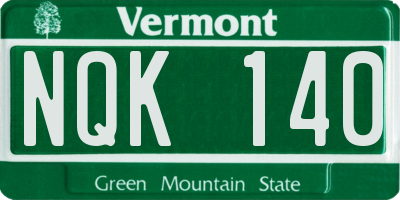 VT license plate NQK140