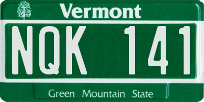 VT license plate NQK141