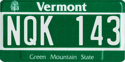 VT license plate NQK143