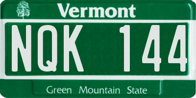 VT license plate NQK144