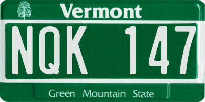 VT license plate NQK147