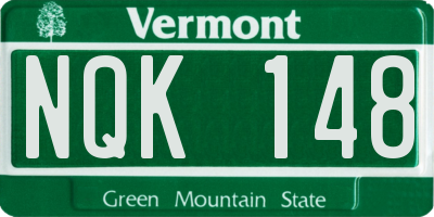 VT license plate NQK148