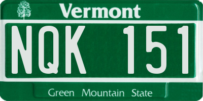 VT license plate NQK151