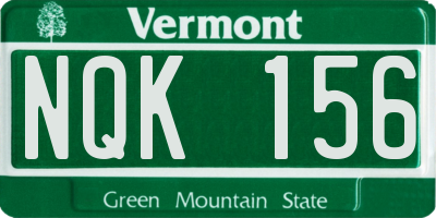 VT license plate NQK156