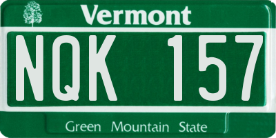VT license plate NQK157