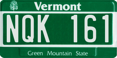 VT license plate NQK161