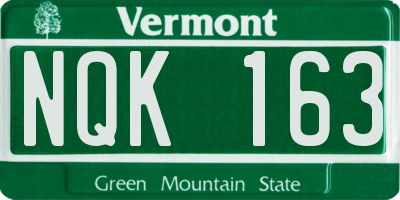 VT license plate NQK163