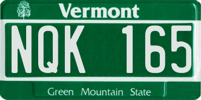 VT license plate NQK165