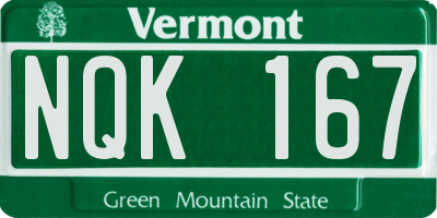 VT license plate NQK167