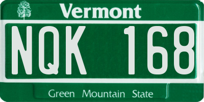 VT license plate NQK168