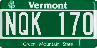 VT license plate NQK170