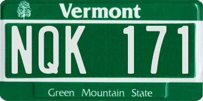 VT license plate NQK171