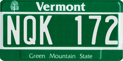 VT license plate NQK172