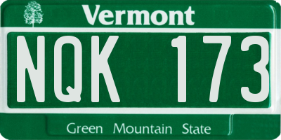 VT license plate NQK173