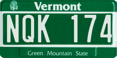 VT license plate NQK174