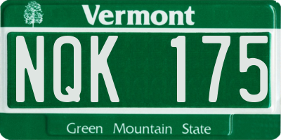 VT license plate NQK175