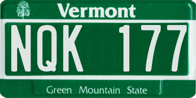VT license plate NQK177