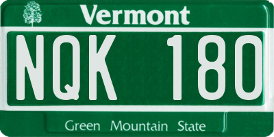 VT license plate NQK180