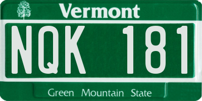 VT license plate NQK181