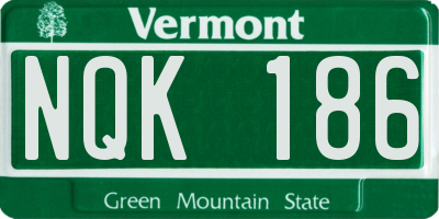 VT license plate NQK186