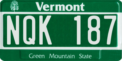 VT license plate NQK187
