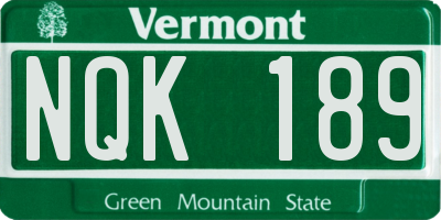 VT license plate NQK189
