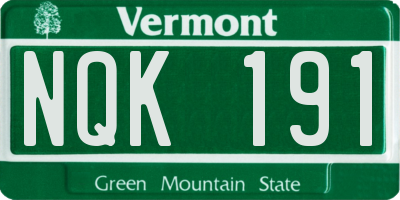 VT license plate NQK191