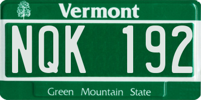 VT license plate NQK192