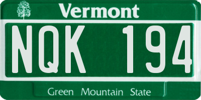 VT license plate NQK194