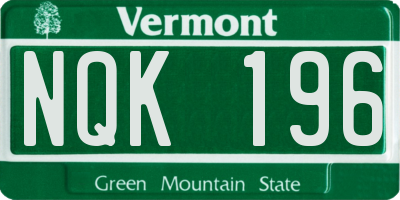 VT license plate NQK196