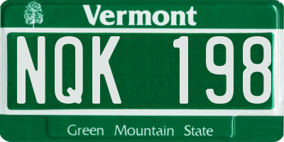 VT license plate NQK198