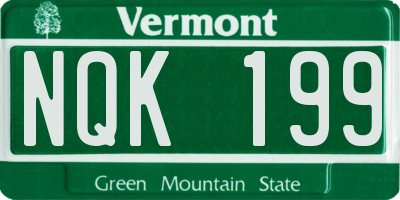 VT license plate NQK199