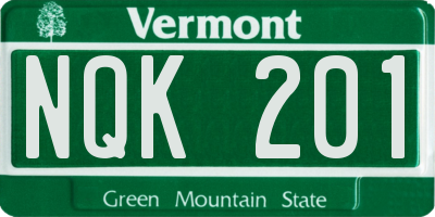 VT license plate NQK201