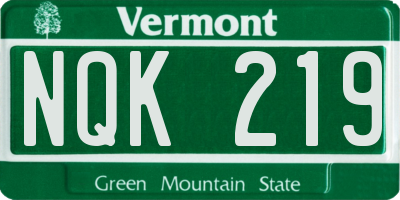 VT license plate NQK219
