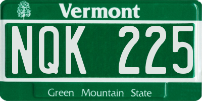 VT license plate NQK225