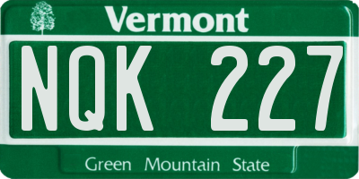 VT license plate NQK227