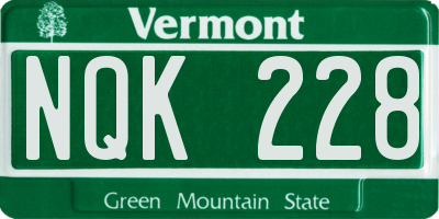 VT license plate NQK228