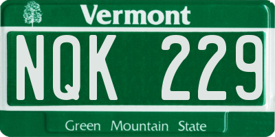VT license plate NQK229