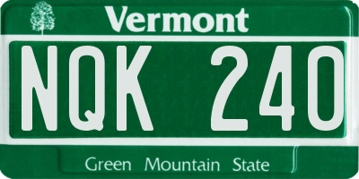 VT license plate NQK240