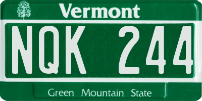 VT license plate NQK244