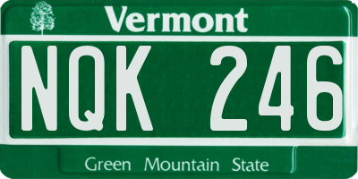 VT license plate NQK246