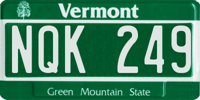 VT license plate NQK249