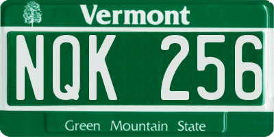 VT license plate NQK256