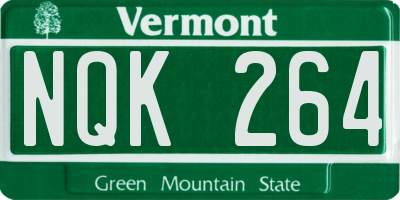 VT license plate NQK264