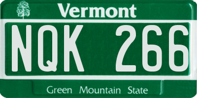 VT license plate NQK266
