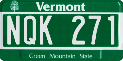 VT license plate NQK271