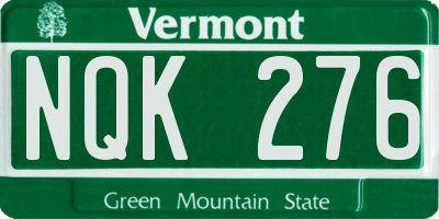 VT license plate NQK276