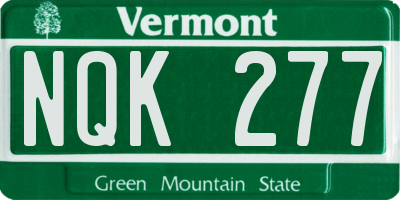VT license plate NQK277