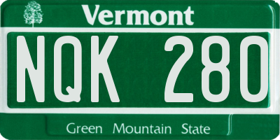 VT license plate NQK280