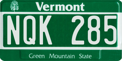 VT license plate NQK285